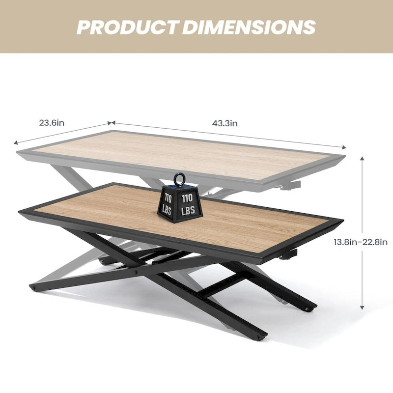 Table de jardin en aluminium réglable en hauteur