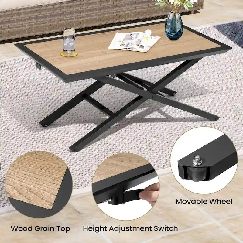 Table de jardin en aluminium réglable en hauteur