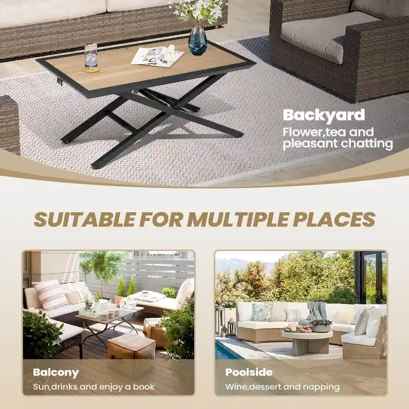 Table de jardin en aluminium réglable en hauteur