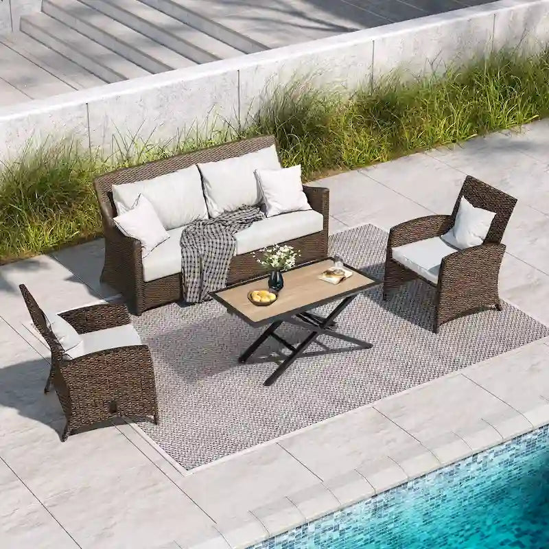 Table de jardin en aluminium réglable en hauteur
