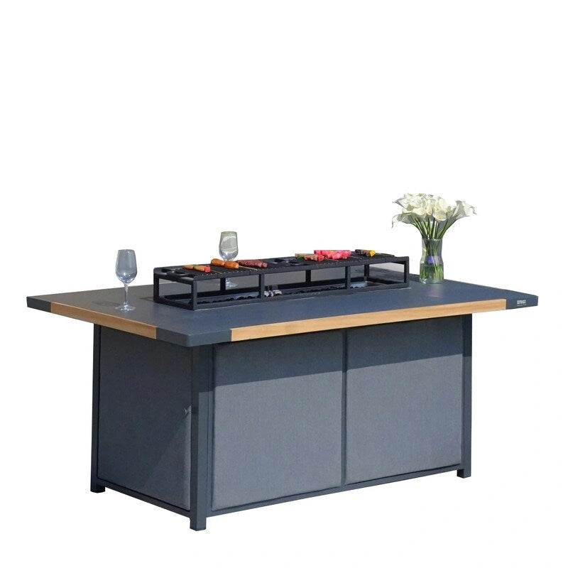 Ensemble de conversation en acrylique pour patio avec table brasero et barbecue