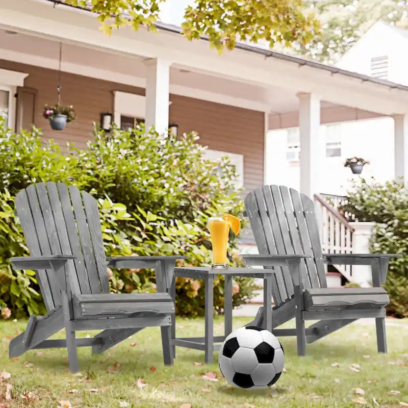 Chaise longue de patio en bois, ensemble de 2 chaises Adirondack pliantes en bois de cèdre massif pour l'extérieur