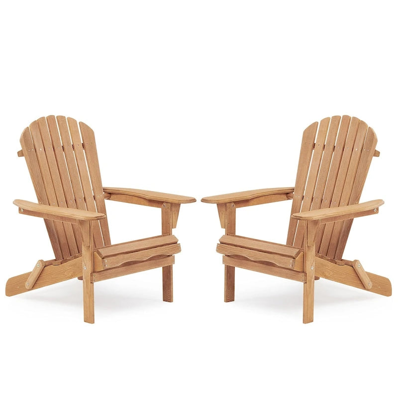 Chaise longue de patio en bois, ensemble de 2 chaises Adirondack pliantes en bois de cèdre massif pour l'extérieur
