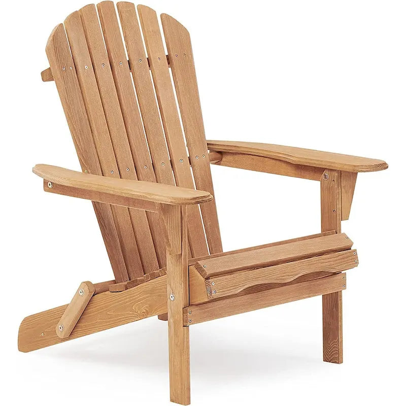 Chaise longue de patio en bois, ensemble de 2 chaises Adirondack pliantes en bois de cèdre massif pour l'extérieur