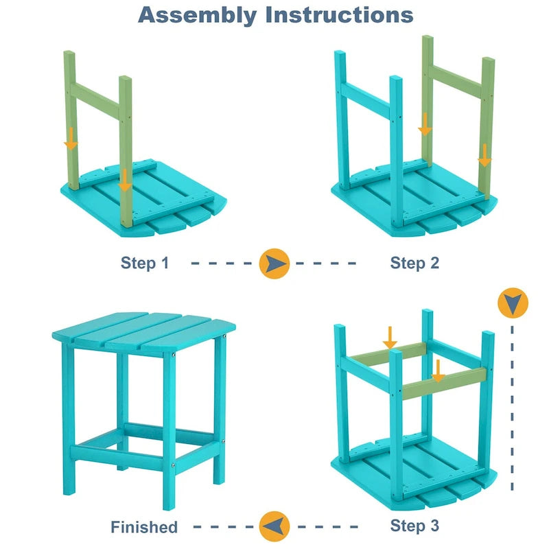 Table d'appoint d'extérieur Adirondack, Tables d'appoint en plastique PEHD résistant aux intempéries