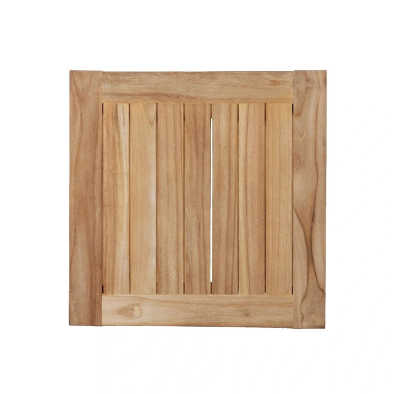 RRI Goods Table d'appoint en teck avec rangement, table d'appoint en bois pour intérieur et extérieur, terrasse, porche, balcon, jardin – 18W