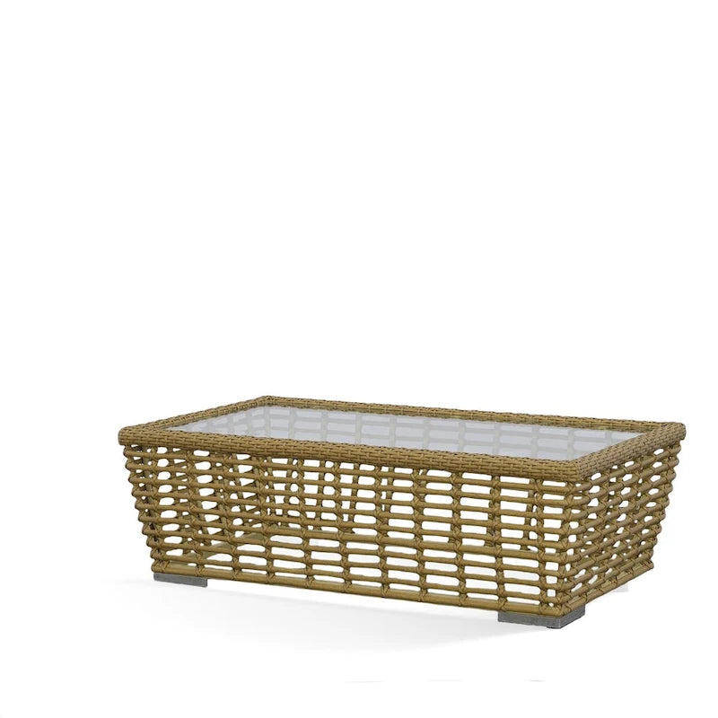 Table basse d'extérieur en verre et osier Ko Tao de Renava