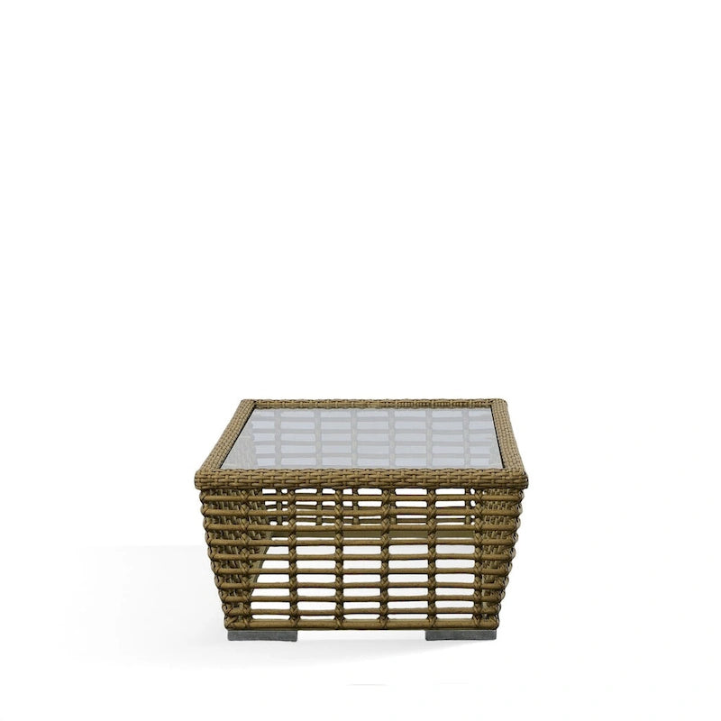 Table basse d'extérieur en verre et osier Ko Tao de Renava