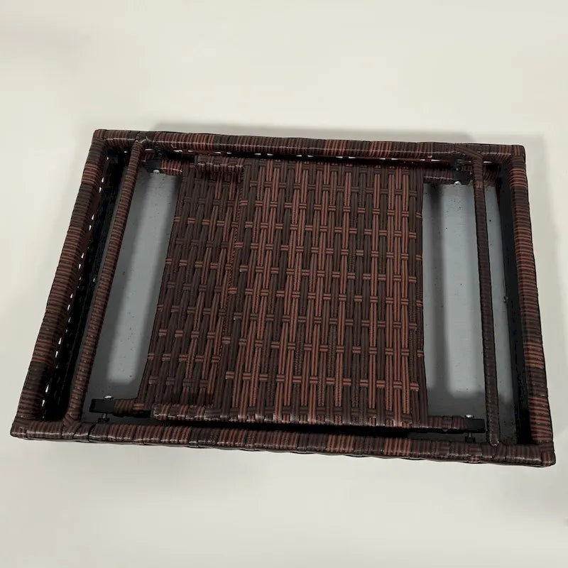 Table d'appoint pliante en rotin, table d'appoint d'extérieur, table basse en rotin PE tissée à la main pour balcon, arrière-cour, jardin, pelouse, cour intérieure