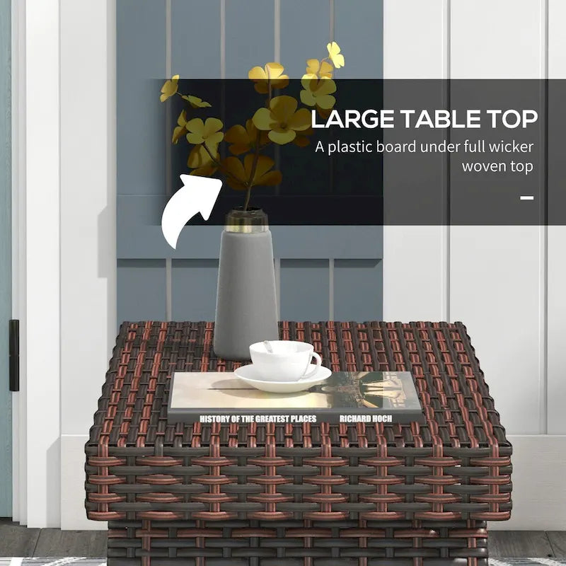 Table d'appoint pliante en rotin, table d'appoint d'extérieur, table basse en rotin PE tissée à la main pour balcon, arrière-cour, jardin, pelouse, cour intérieure