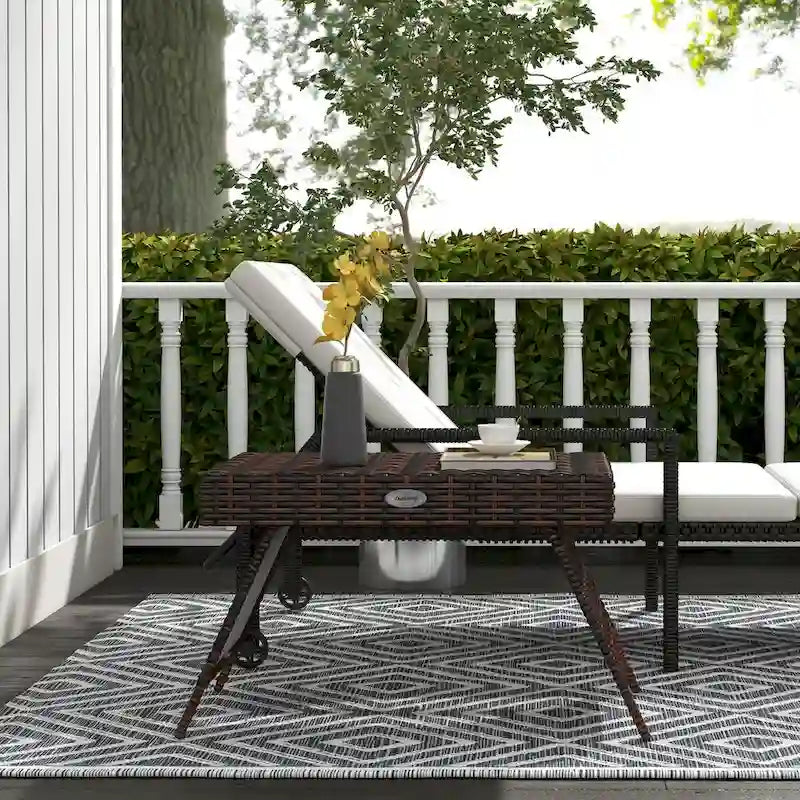 Table d'appoint pliante en rotin, table d'appoint d'extérieur, table basse en rotin PE tissée à la main pour balcon, arrière-cour, jardin, pelouse, cour intérieure