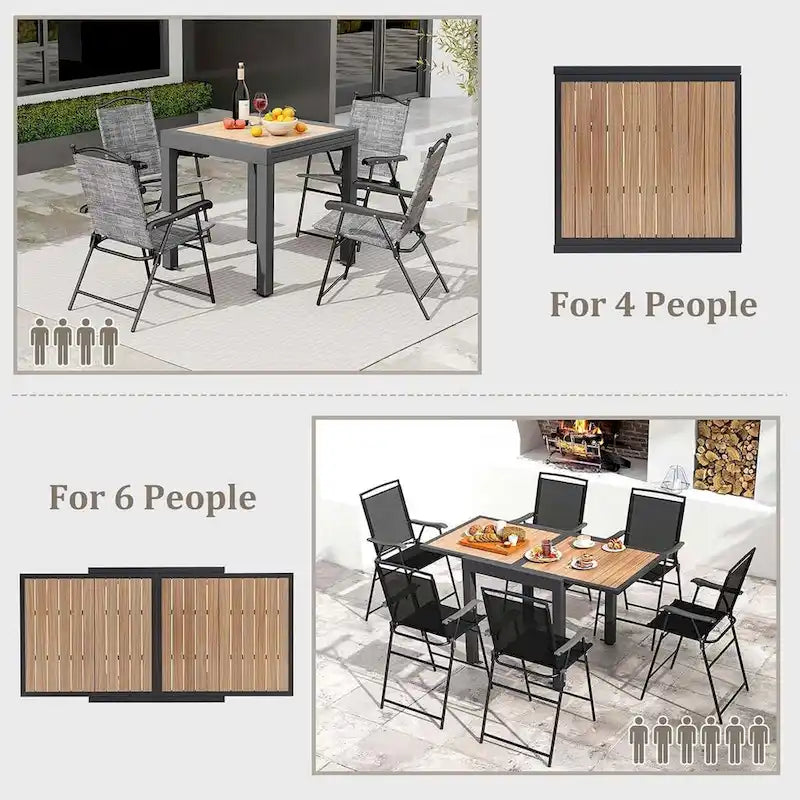 Table de patio extensible d'extérieur 31,5-63 pouces, entretoise en L incluse