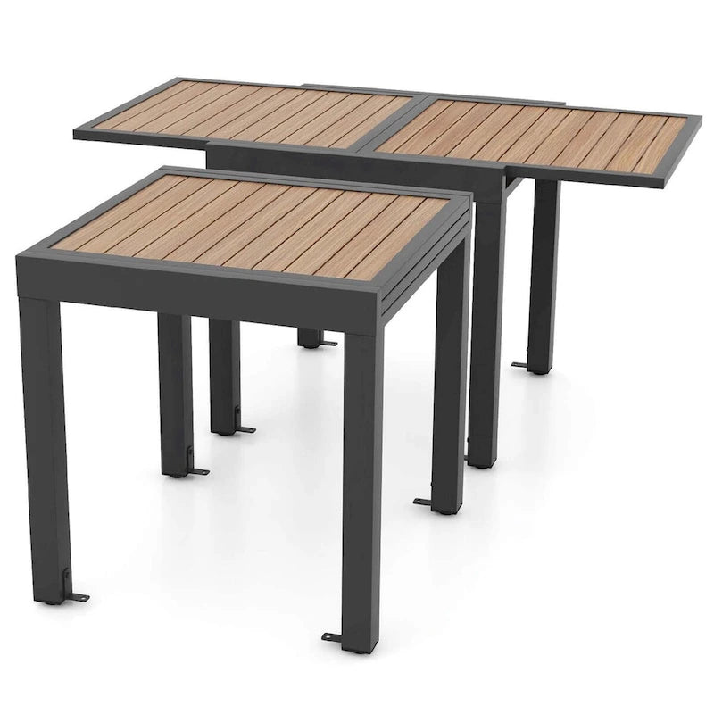 Table de patio extensible d'extérieur 31,5-63 pouces, entretoise en L incluse