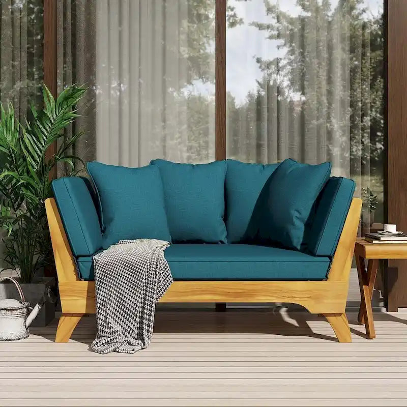 Acacia Wood Outdoor Daybed Expandable by Christopher Knight Home