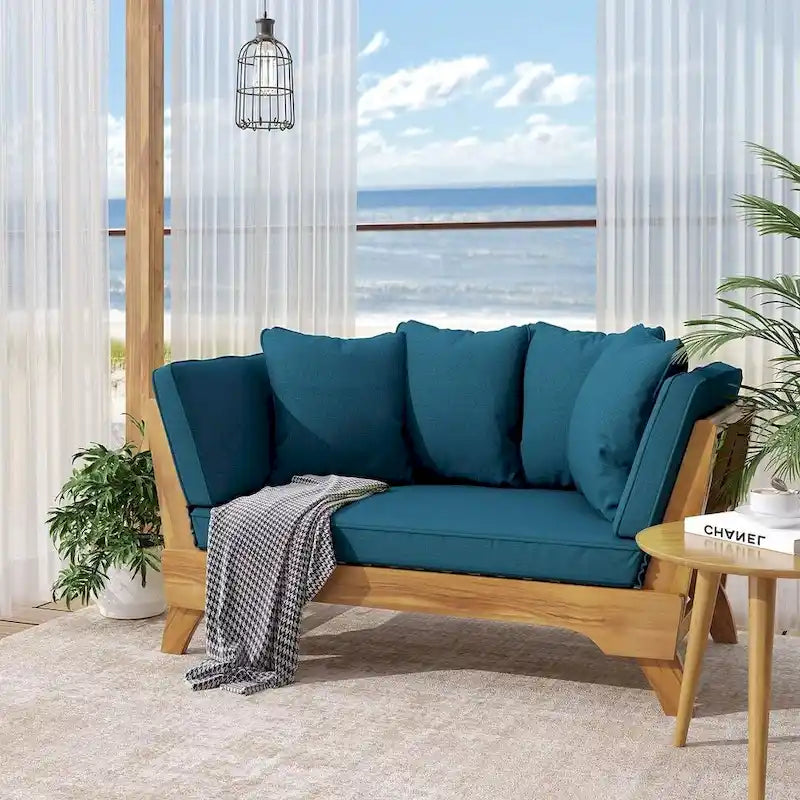 Lit de repos d'extérieur en bois d'acacia extensible par Christopher Knight Home