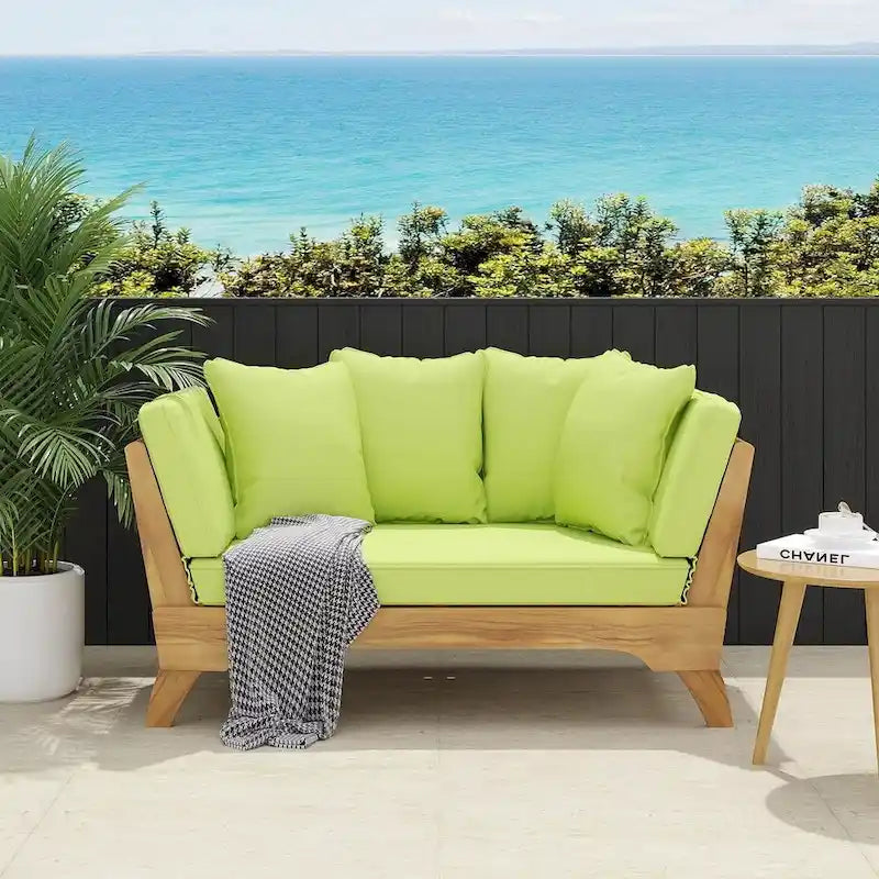 Lit de repos d'extérieur en bois d'acacia extensible par Christopher Knight Home