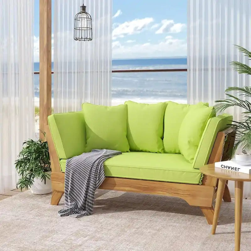 Lit de repos d'extérieur en bois d'acacia extensible par Christopher Knight Home