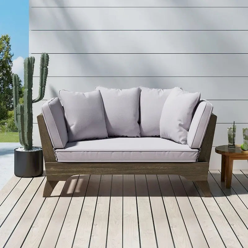 Lit de repos d'extérieur en bois d'acacia extensible par Christopher Knight Home