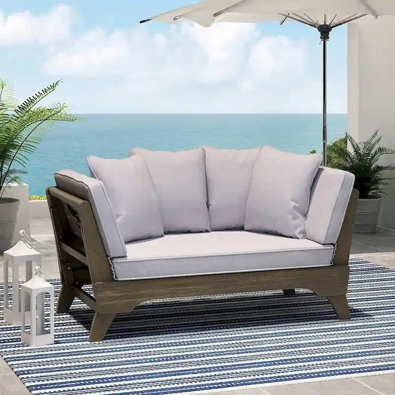 Lit de repos d'extérieur en bois d'acacia extensible par Christopher Knight Home