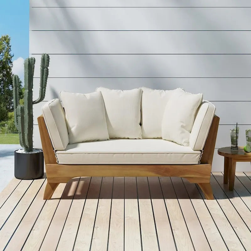 Lit de repos d'extérieur en bois d'acacia extensible par Christopher Knight Home