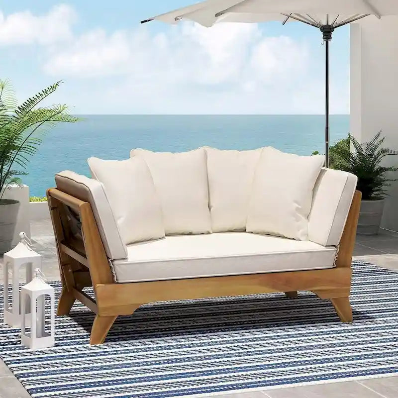 Lit de repos d'extérieur en bois d'acacia extensible par Christopher Knight Home