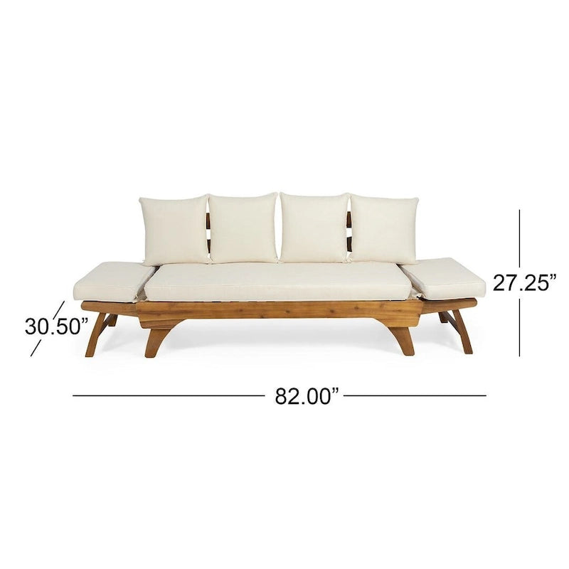 Lit de repos d'extérieur en bois d'acacia extensible par Christopher Knight Home