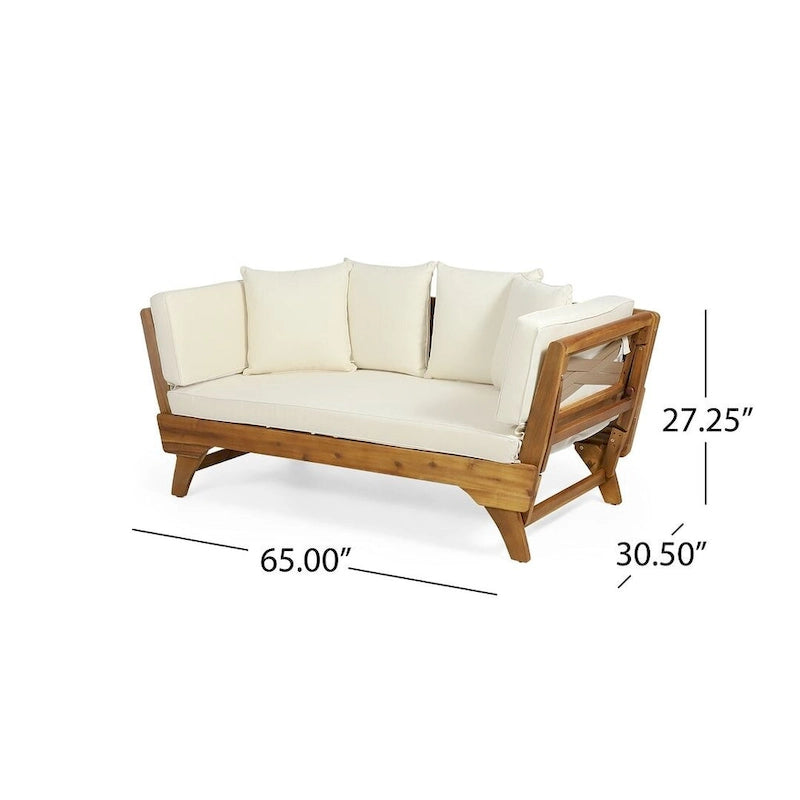 Lit de repos d'extérieur en bois d'acacia extensible par Christopher Knight Home