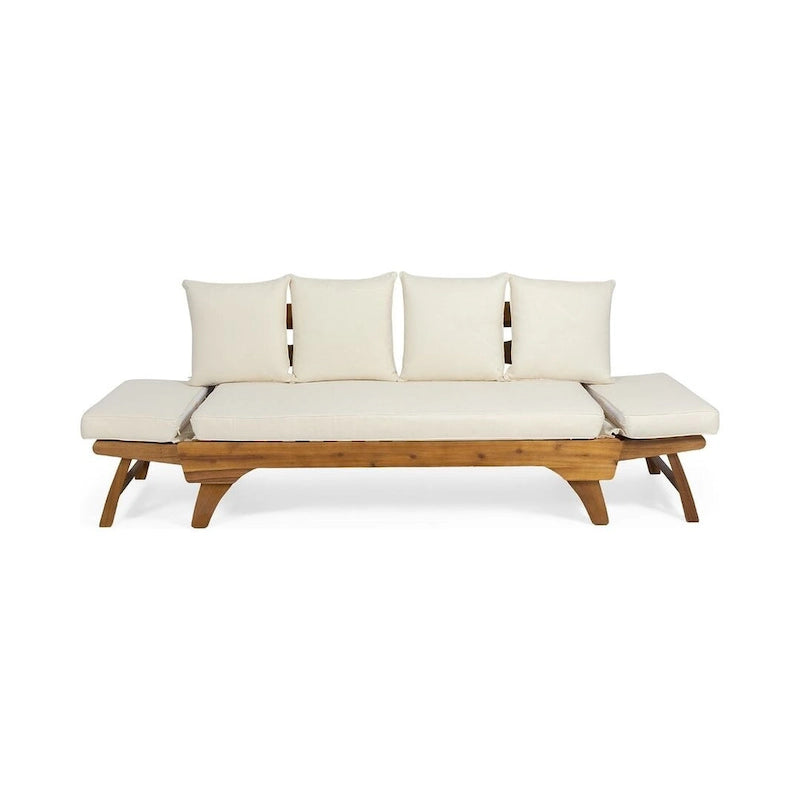 Lit de repos d'extérieur en bois d'acacia extensible par Christopher Knight Home