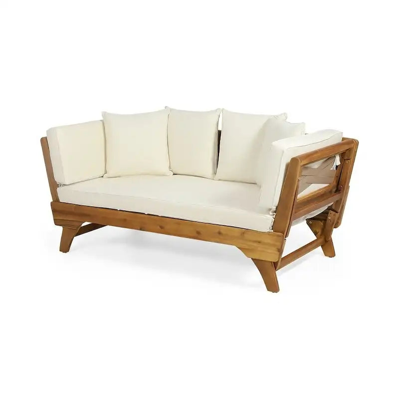 Lit de repos d'extérieur en bois d'acacia extensible par Christopher Knight Home