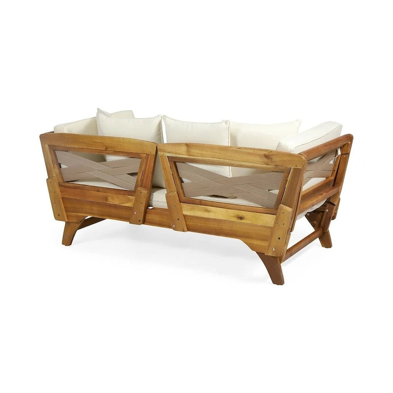 Lit de repos d'extérieur en bois d'acacia extensible par Christopher Knight Home
