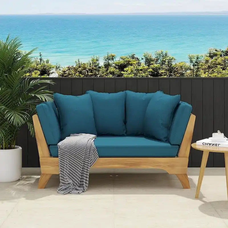 Lit de repos d'extérieur en bois d'acacia extensible par Christopher Knight Home