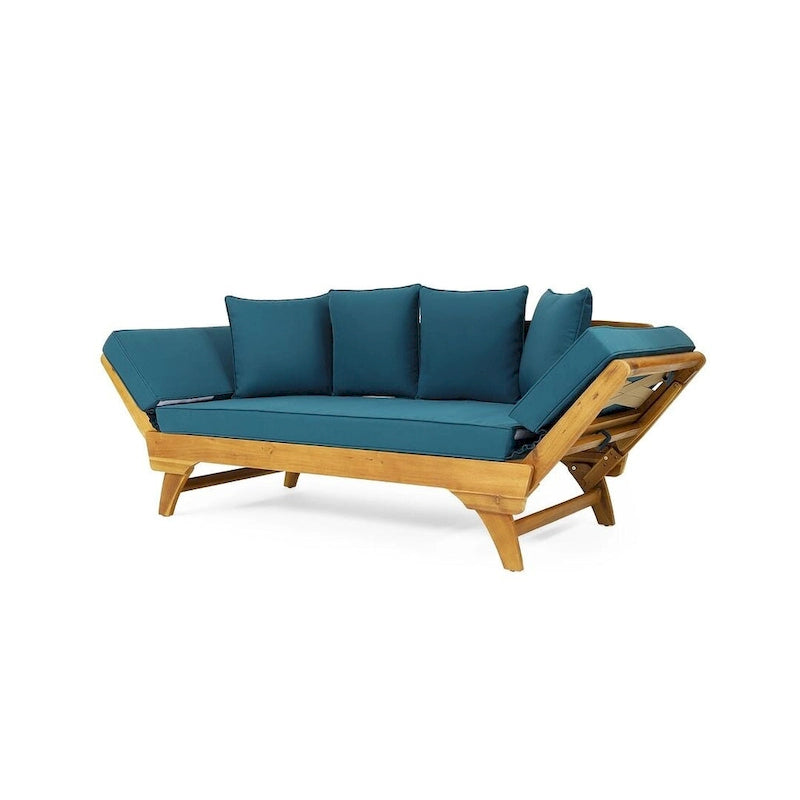 Lit de repos d'extérieur en bois d'acacia extensible par Christopher Knight Home