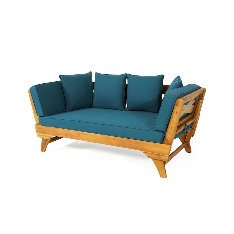 Lit de repos d'extérieur en bois d'acacia extensible par Christopher Knight Home