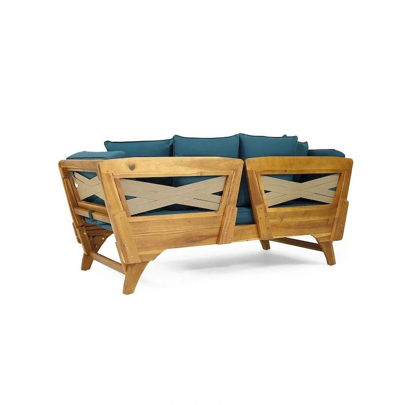 Lit de repos d'extérieur en bois d'acacia extensible par Christopher Knight Home