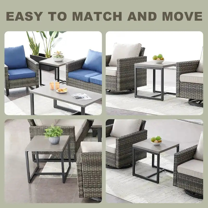 Tables basses de patio pour chaises pivotantes