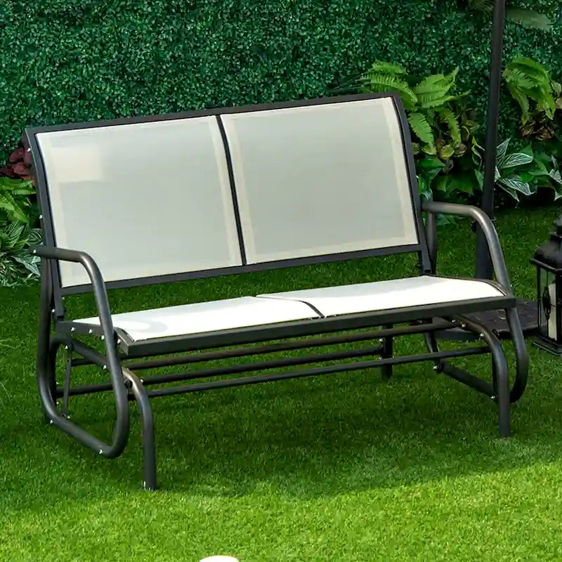 2-Person Outdoor Double Glider, Patio Swing Rocking Chair with Steel Frame