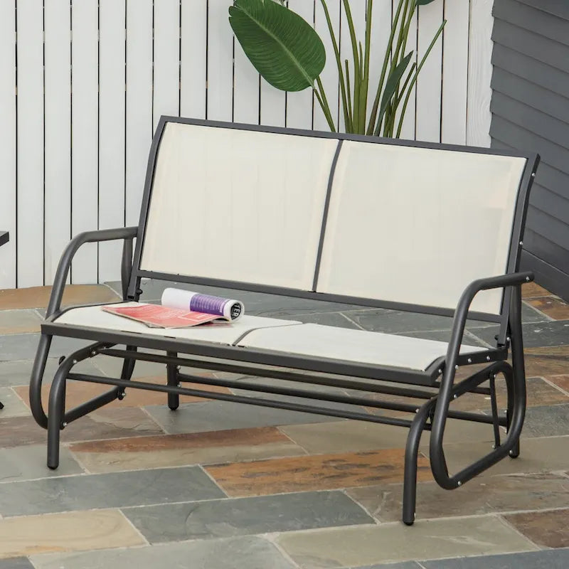 Balançoire à bascule à 2 places pour l'extérieur, balancelle de patio avec cadre en acier