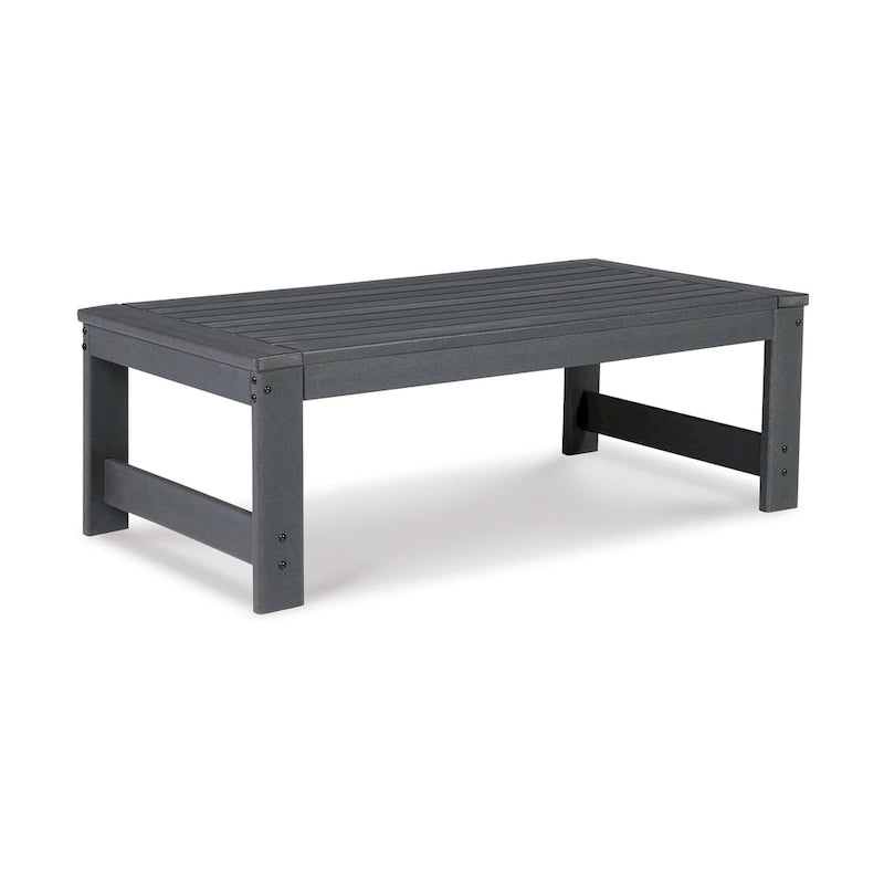 Table basse d'extérieur Wigo 48 pouces, plateau à lattes, style moderne, gris anthracite