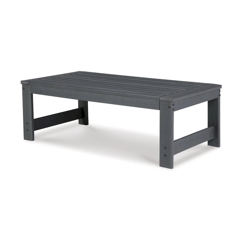 Table basse d'extérieur Wigo 48 pouces, plateau à lattes, style moderne, gris anthracite