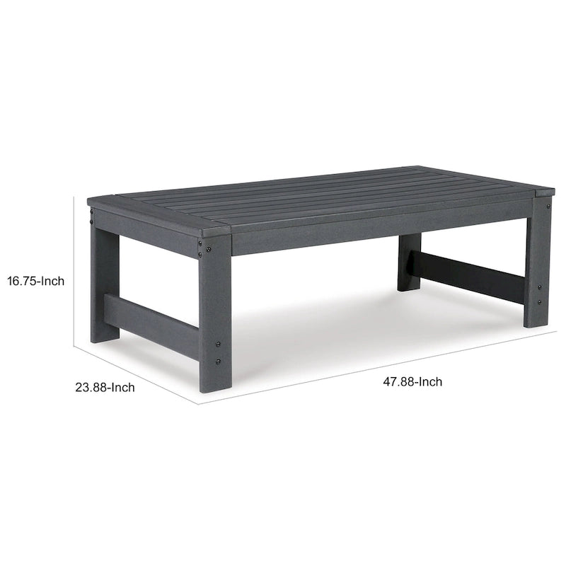 Table basse d'extérieur Wigo 48 pouces, plateau à lattes, style moderne, gris anthracite
