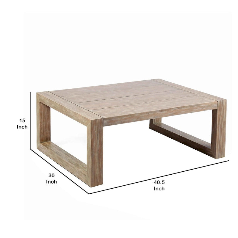 Table basse d'extérieur en bois, plateau à lattes, grise