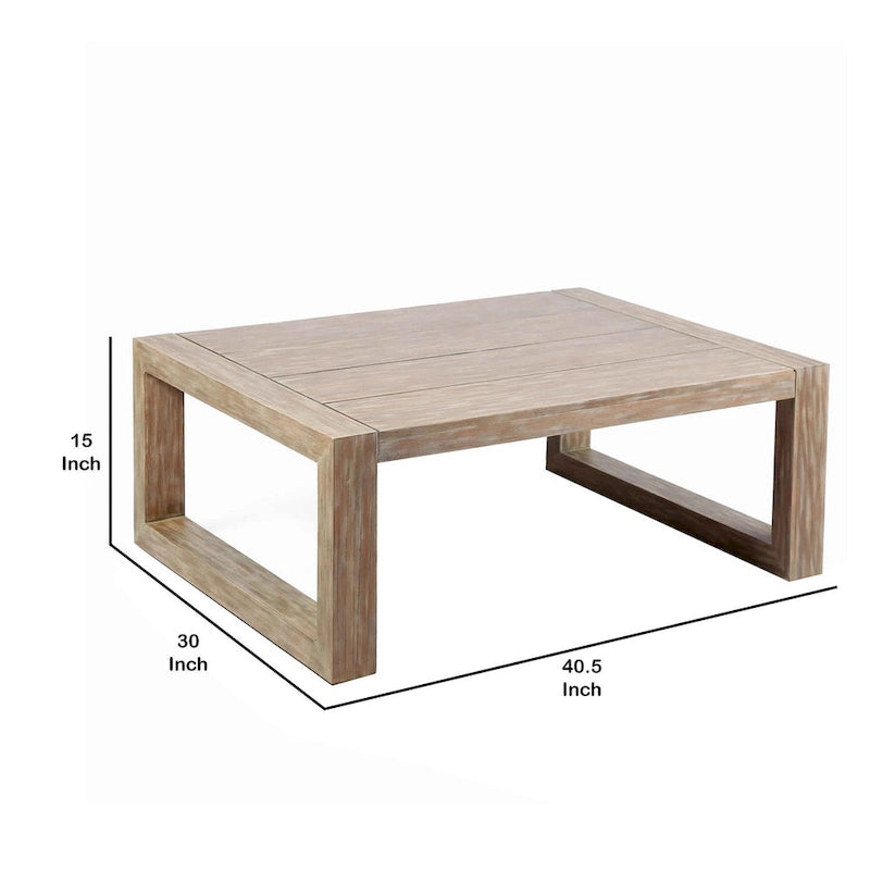 Table basse d'extérieur en bois, plateau à lattes, grise
