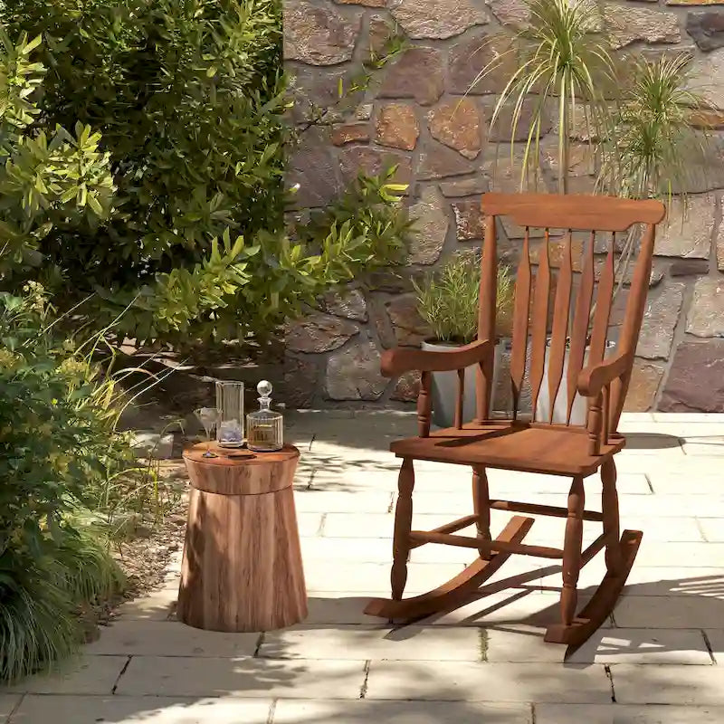 Outdoor Wooden Rocking Chair with High Back