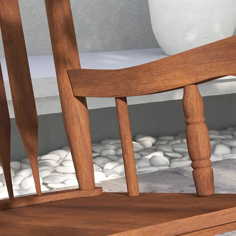 Chaise à bascule d'extérieur en bois avec dossier haut