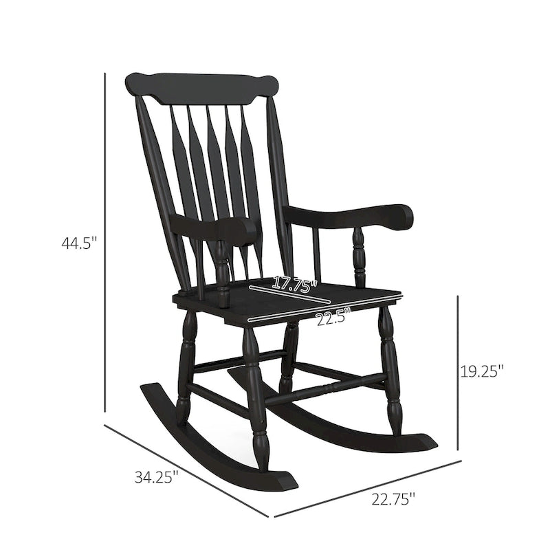 Chaise à bascule d'extérieur en bois avec dossier haut