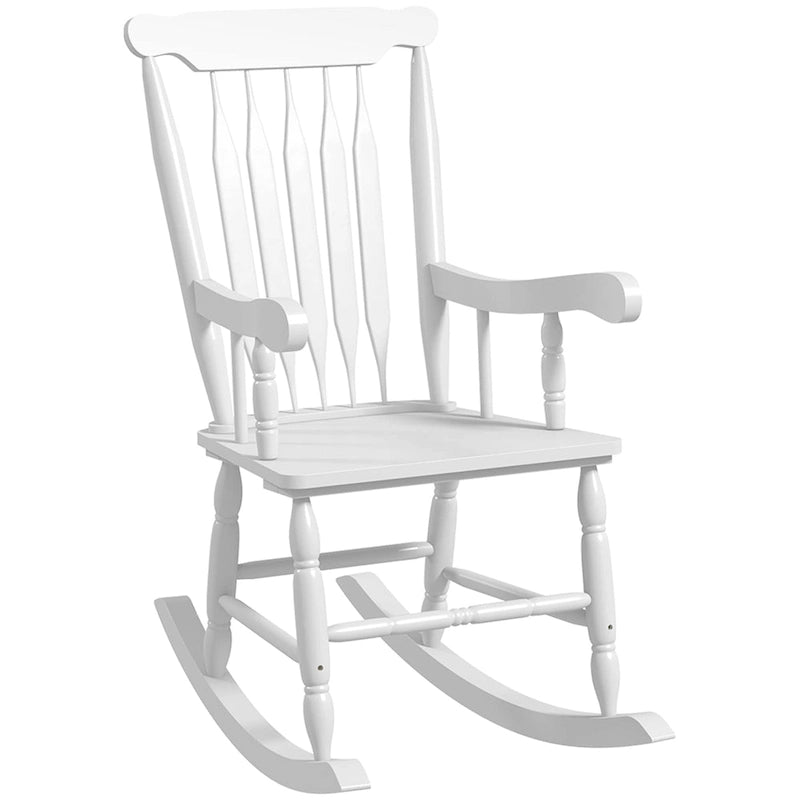 Chaise à bascule d'extérieur en bois avec dossier haut