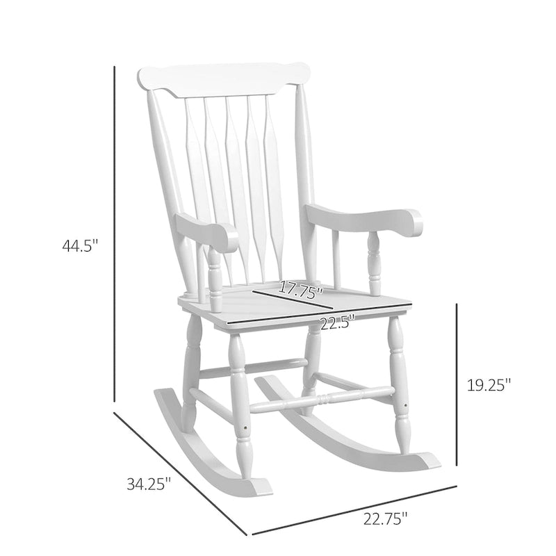 Chaise à bascule d'extérieur en bois avec dossier haut