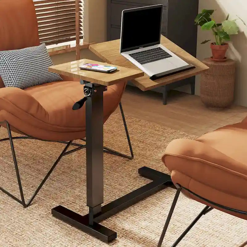 Adjustable Overbed Table Mobile Over Bed Bedside Desk with Hidden Wheels