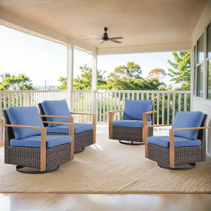 Gymojoy Patio Swivel Rocker Chairs Set of 4 - Brown