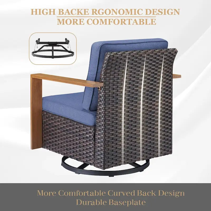 Lot de 4 fauteuils pivotants à bascule Gymojoy pour terrasse - Marron